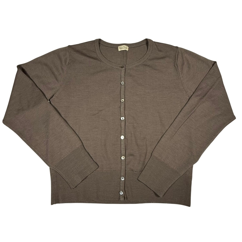 Part Two‎ Women's Brown Crew Neck Button Up Cardigan Sweater 85% Wool